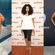 Rihanna, left; Aurora James; Cardi B